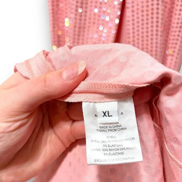 ASO Megan Fox NWT AREA Rose Pink Crystal Embellished Maxi Slit Party Gown XL - Picture 14 of 16